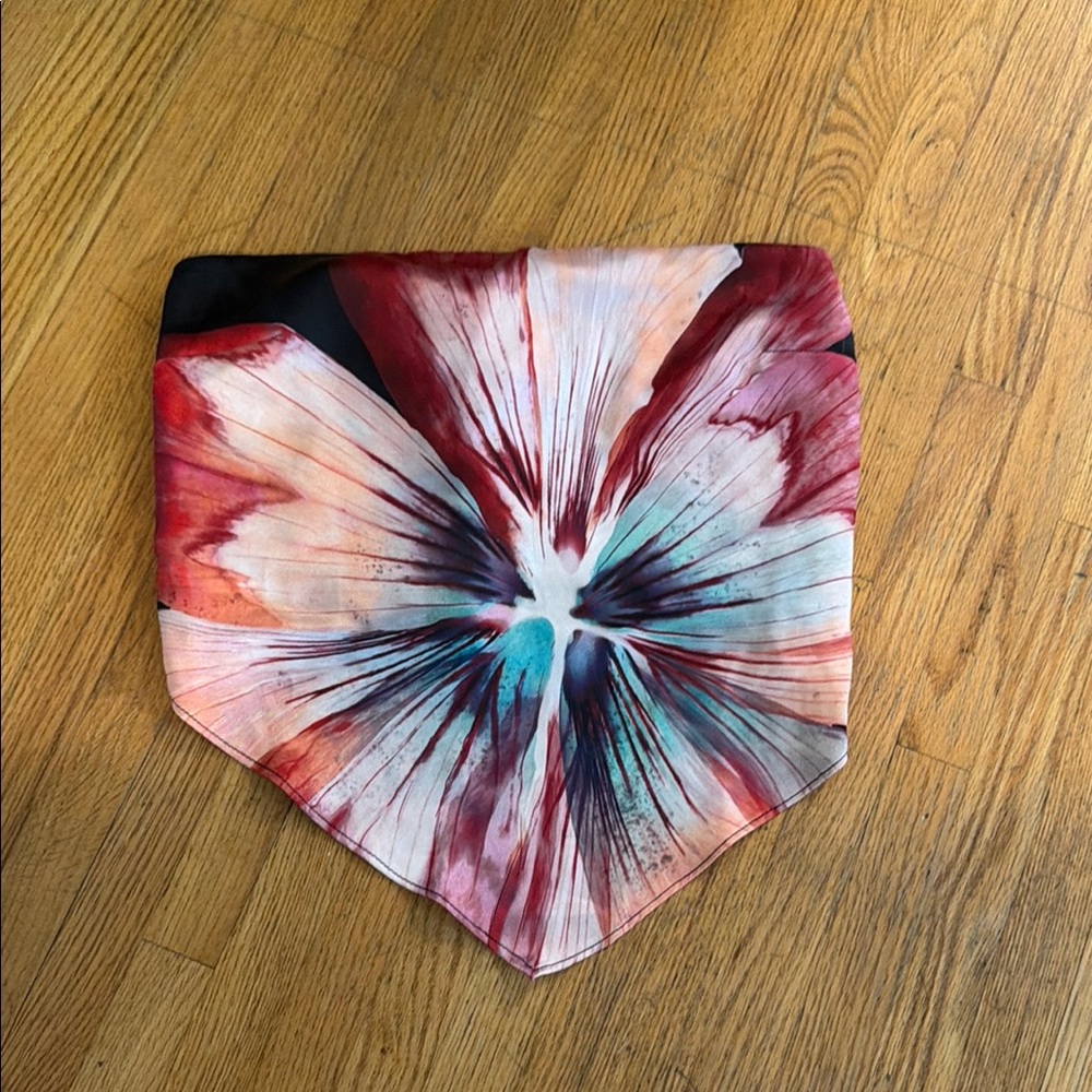 Anthropologie Watercolor Floral Crop Top - Red, Teal, Cream